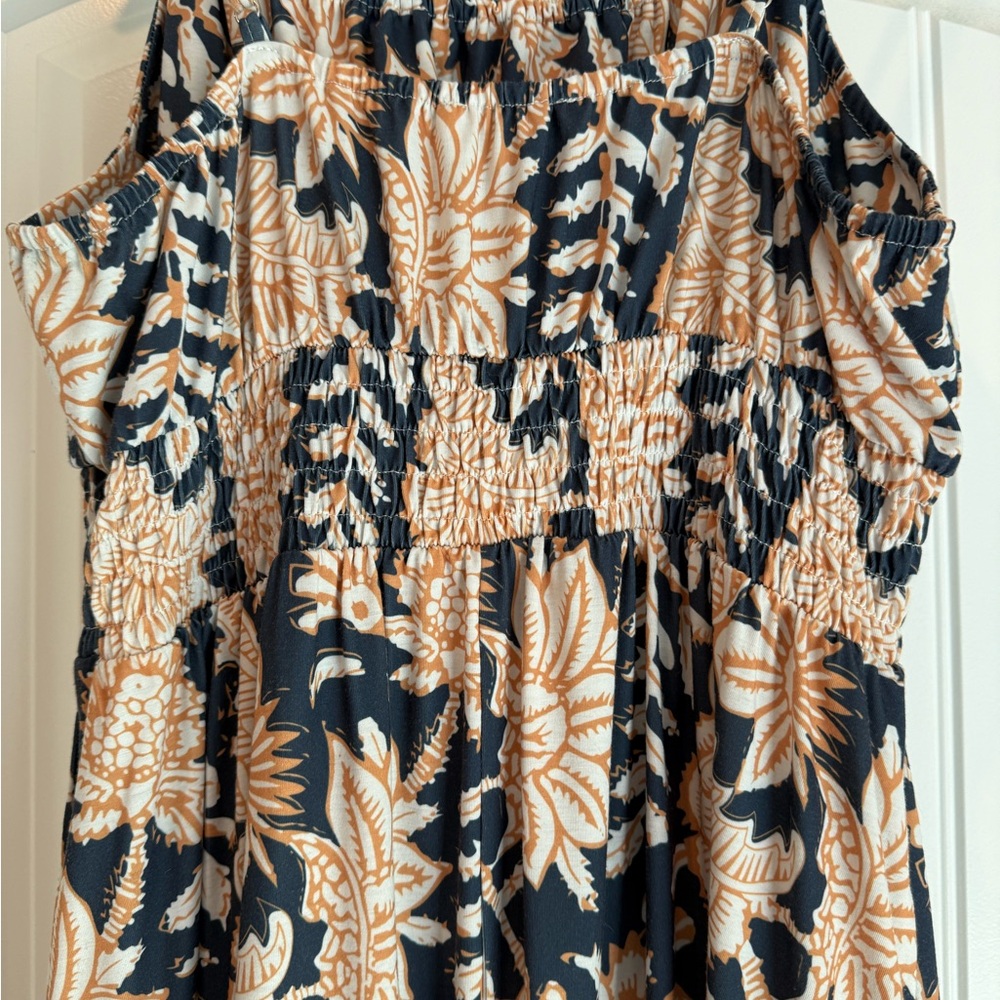 Grace Karin Navy Maxi Dress with Beige Floral Print - Picture 3 of 4